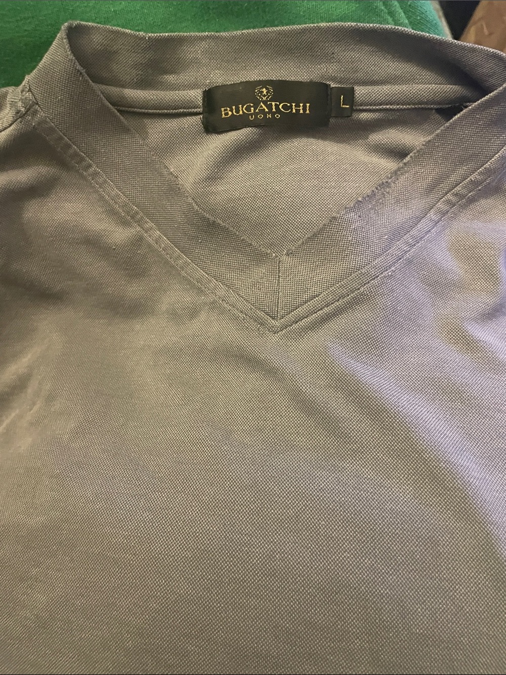 Bugatchi V-Neck long sleeve shirt in Light Gray